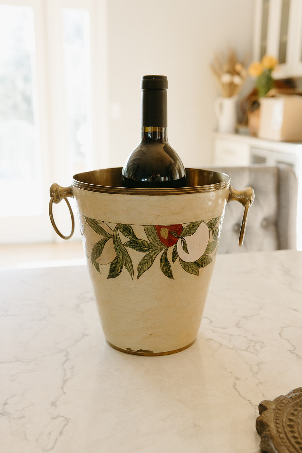 French Enamel and Brass Ice Bucket