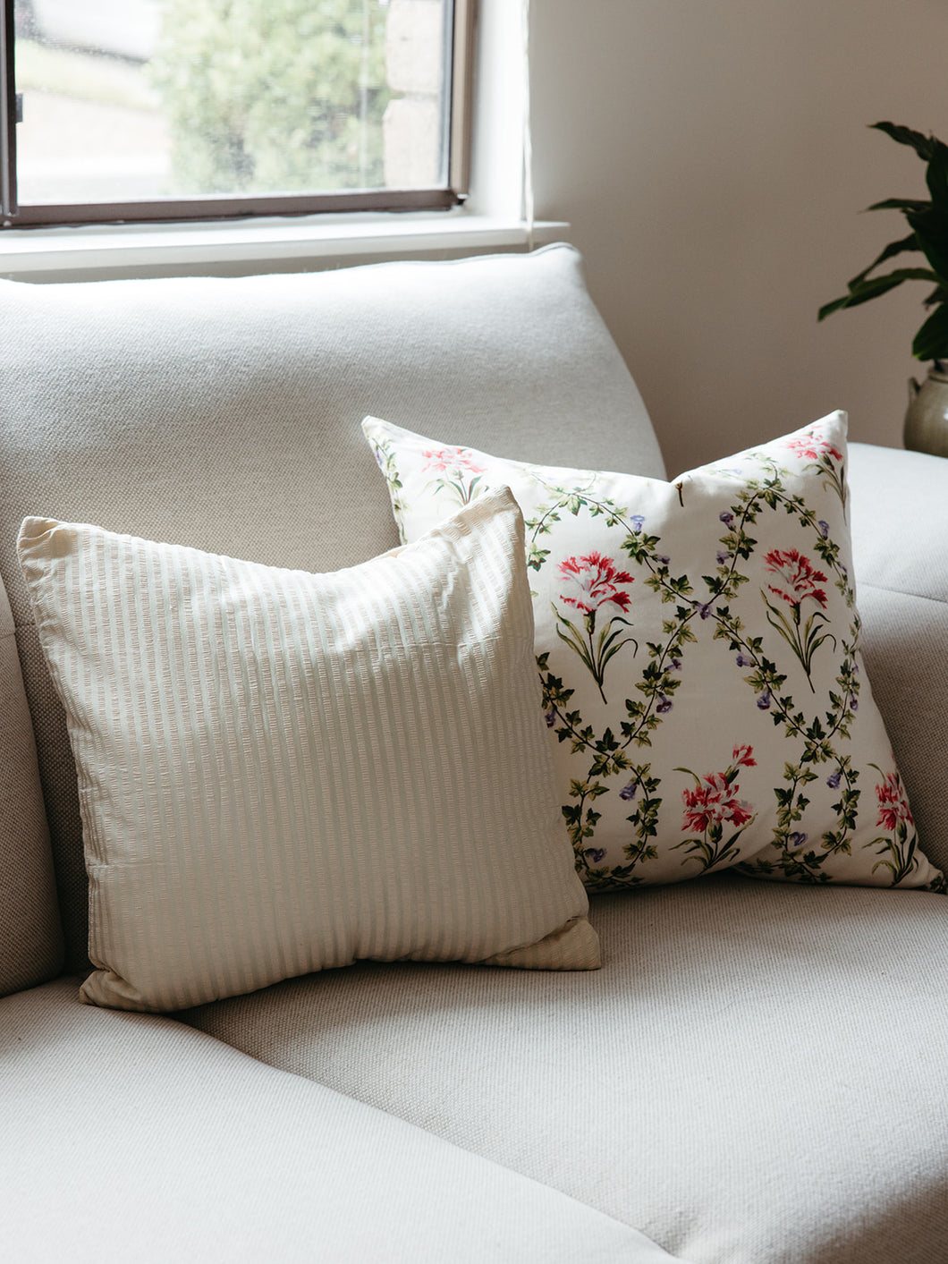 Green Striped Silk Pillow