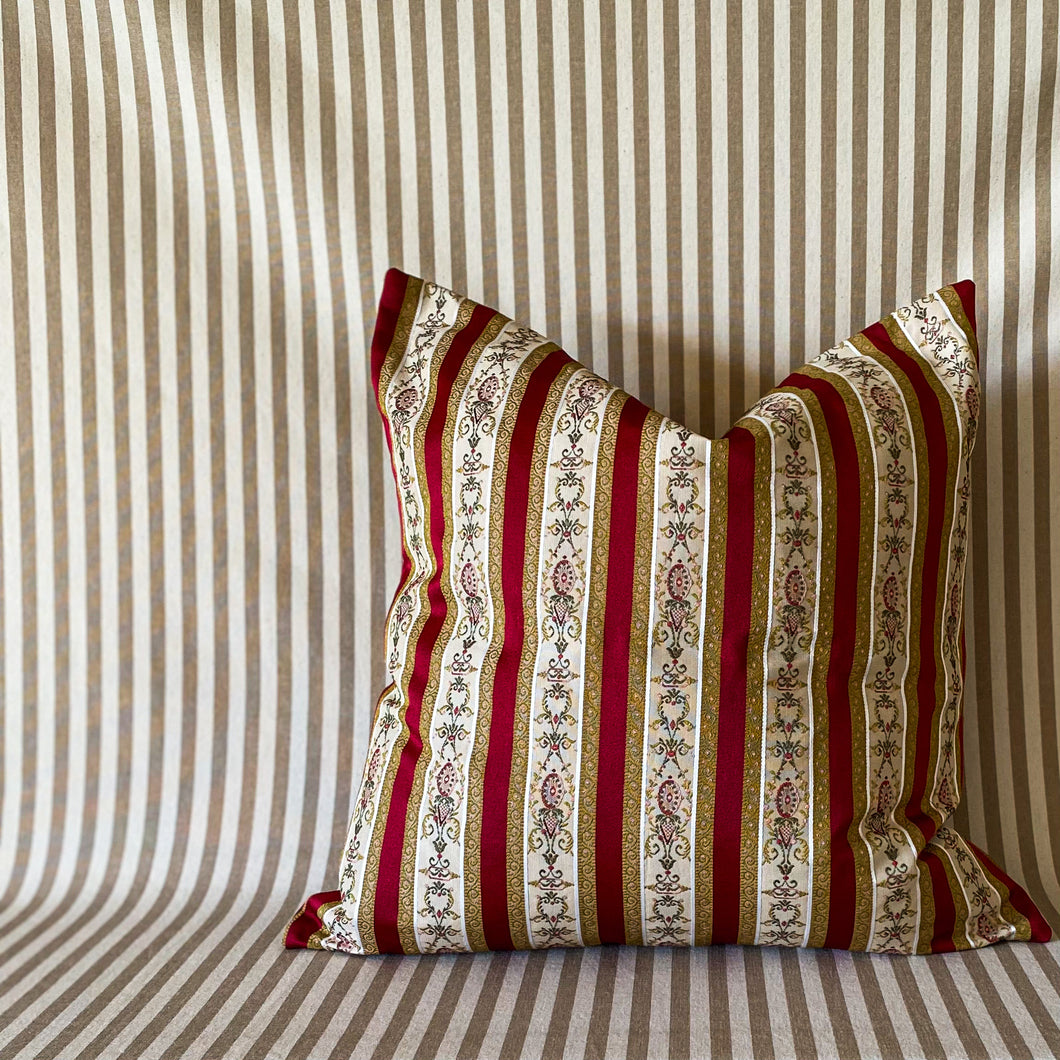 French Striped Silk Pillow