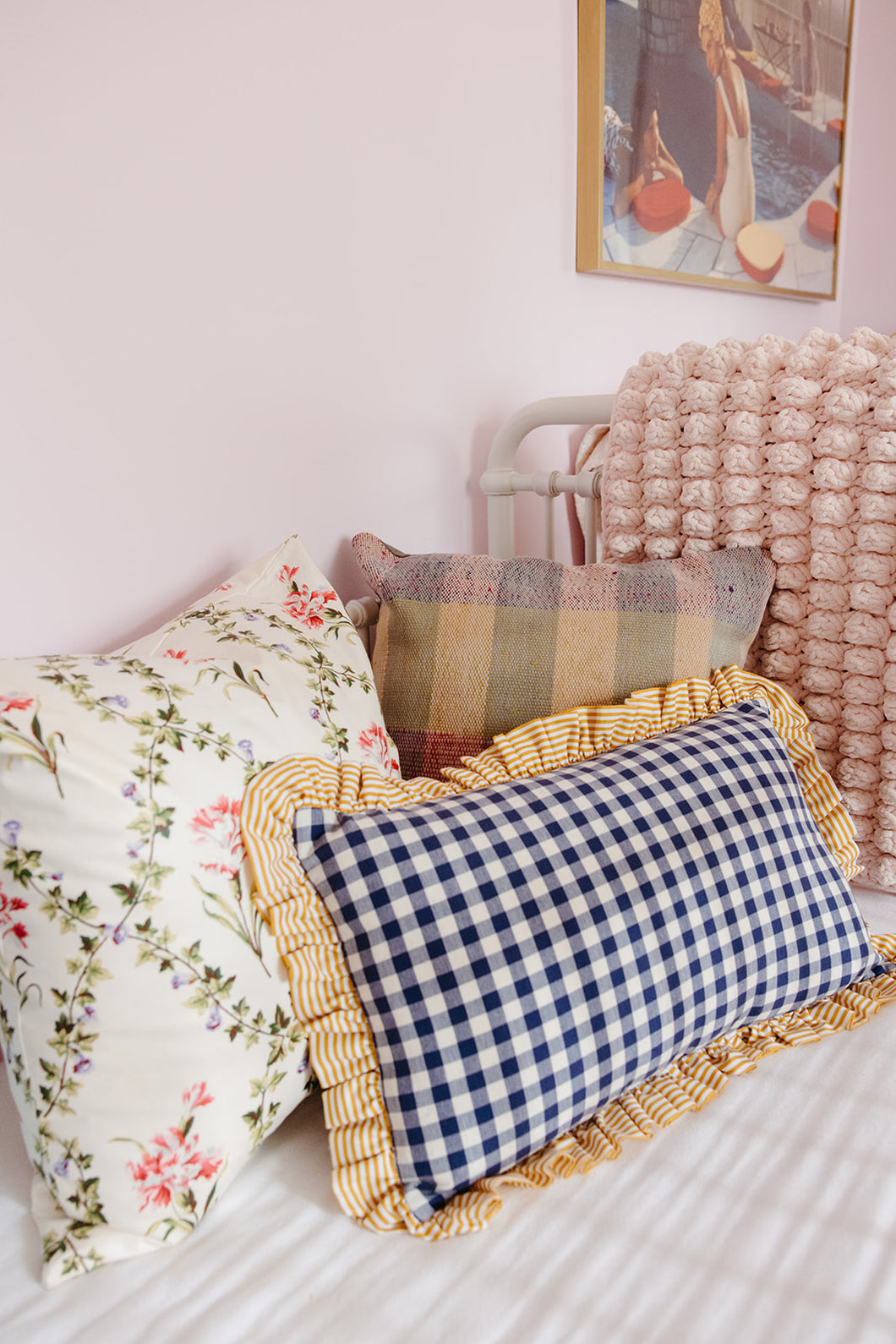 Gingham Ruffle Pillow