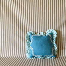 Load image into Gallery viewer, Turquoise Ruffle Pillow
